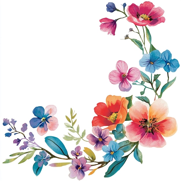 Lively Watercolor Floral Clip Arts Borders Bright and Fresh Designs for Every Creative Project