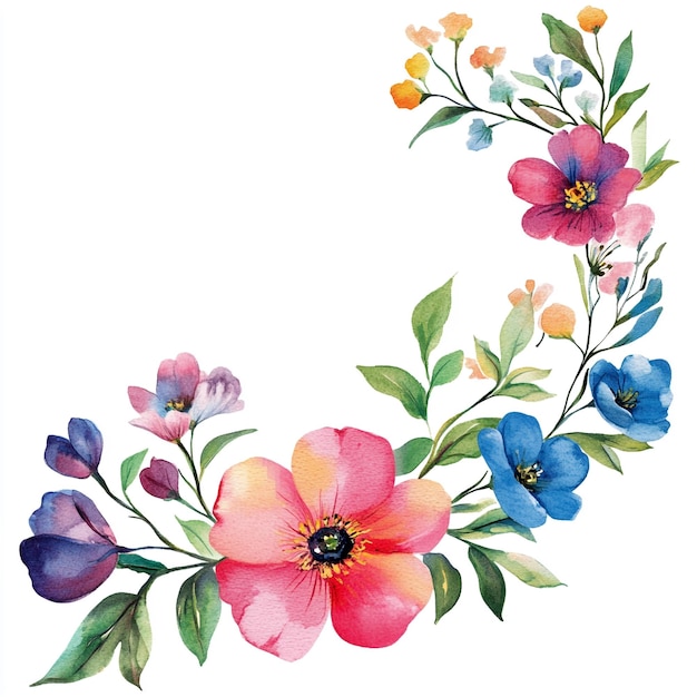 Lively Watercolor Floral Clip Arts Borders Bright and Fresh Designs for Every Creative Project