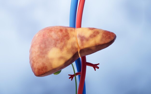 Photo liver organ with fatty liver state 3d rendering