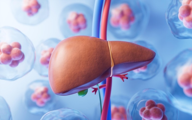 Photo liver organ with health care concept 3d rendering