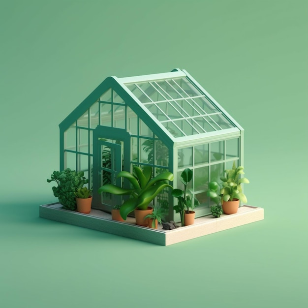 Living green house cozy minimalism simple buiding AI Generated