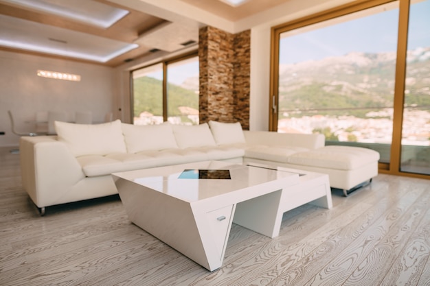 Living room in the apartment with amazing views