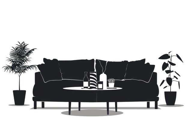 Photo a living room architecture silhouette furniture