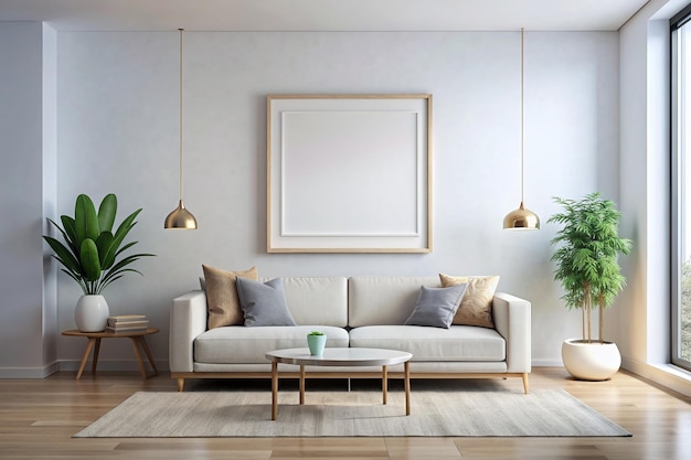 Living room blank frame mockup