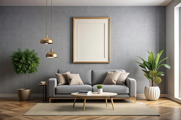 Living room blank frame mockup