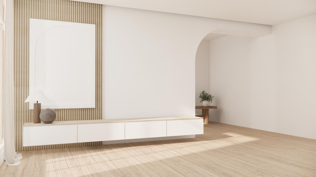 Living room cabinet Tv minimalist design muji style3D rendering