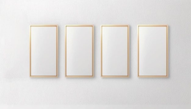 Living room gallery wall mockup, frames on the wall, minimalist frame mockup, Poster, 3d render.