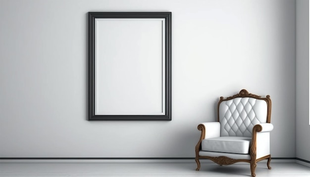 Living room gallery wall mockup, frames on the wall, minimalist frame mockup, Poster, 3d render.