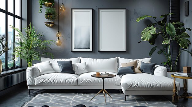 living room Interior decoration frame mockup