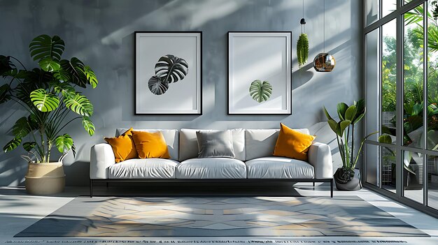 living room Interior decoration frame mockup