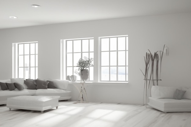 Living room in interior design modern white generative AI