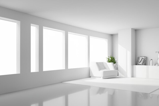 Living room in interior design modern white generative AI