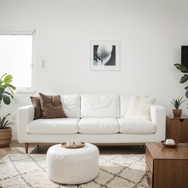 living room interior design and white sofa