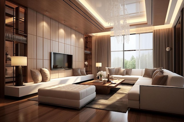 Living room interior design with furniture