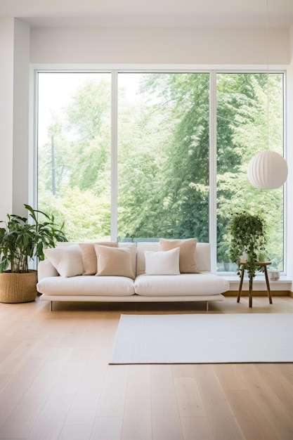 Photo living room interior furniture window plant