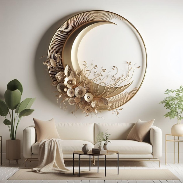 living room interior mocup gold matte frame