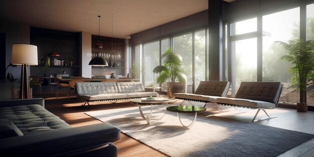 Living room interior in modern house