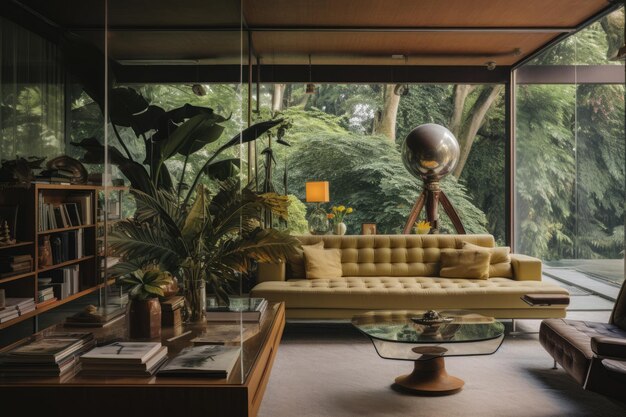 living room interior with posters on the wall