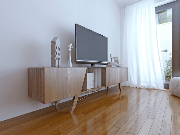 Living room interior with TV unit stand.