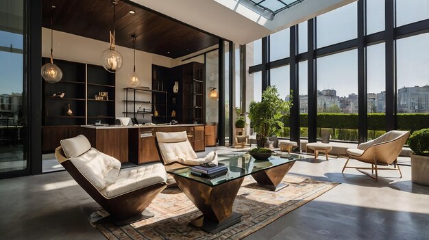 the living room of the luxury home is open to the outdoors