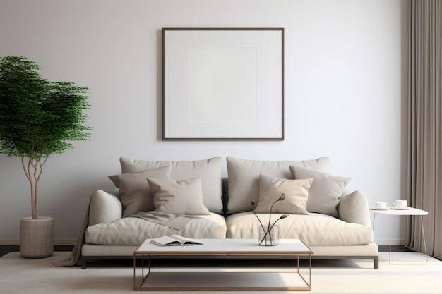 living room picture frames mockup Generative AI