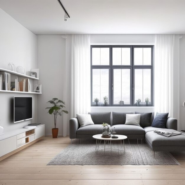 Living room scandinavian interior Generative AI