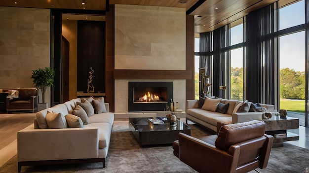 Photo the living room of the suite features a fireplace and a fireplace with a large screen that says quot