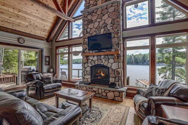 Living room with big windows