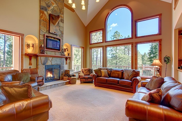 Living room with big windows