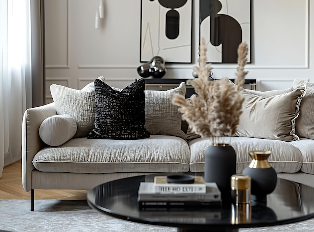 Photo a living room with a book titled  walk  on the table