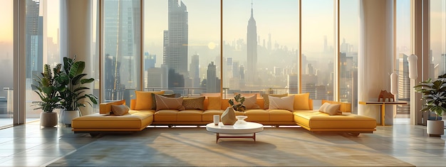 Living Room with Breathtaking Skyline Views City Skyline Panoramas