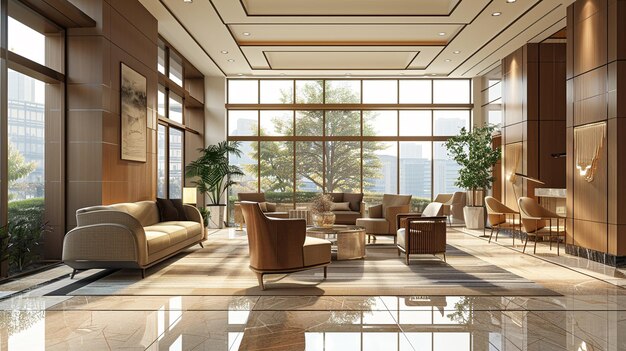 a living room with a couch chairs and a table with a view of the ocean