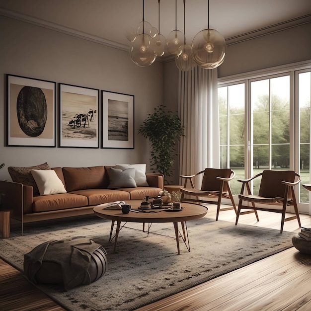 A living room with a couch, a coffee table, and a coffee table.