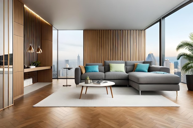 A living room with a couch, coffee table, and a coffee table.