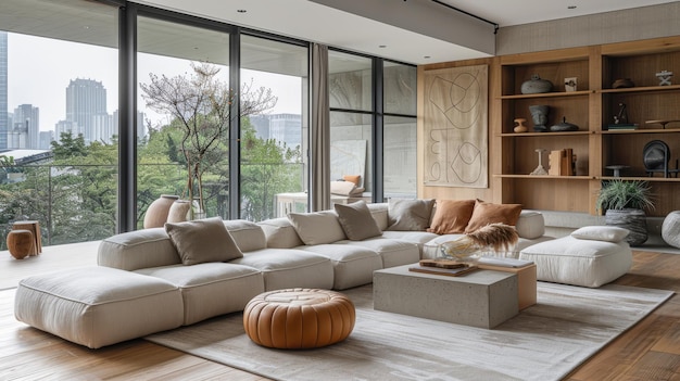 a living room with a couch and a coffee table