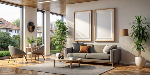 a living room with a couch and a coffee table