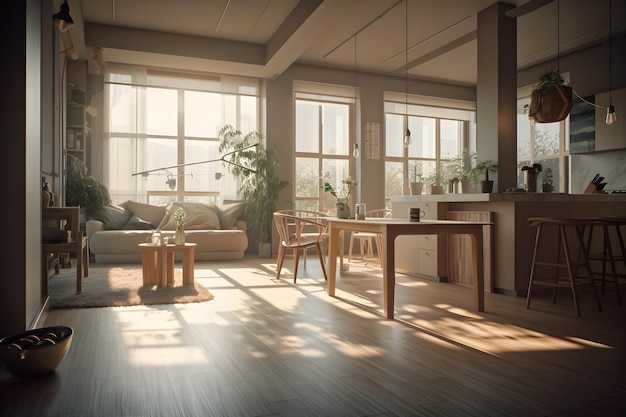 A living room with a couch and a table in front of a window