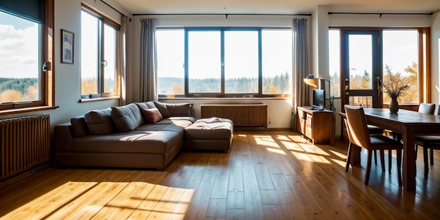 a living room with a couch and a tv on a table