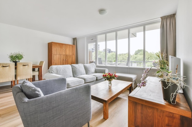 Living room with dining area