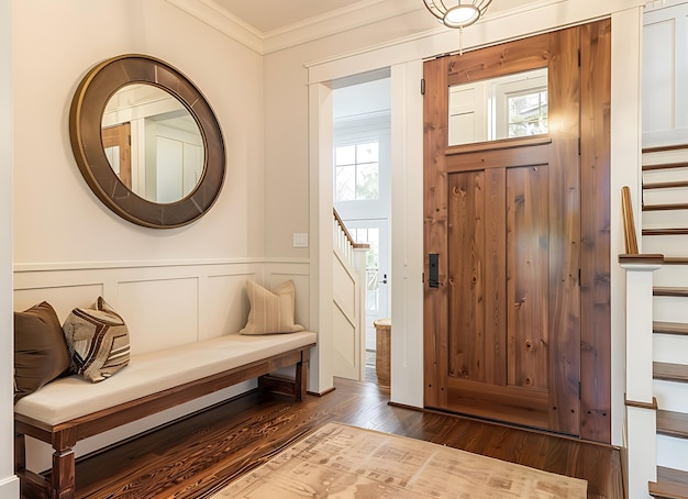 a living room with a door that says  welcome to the home