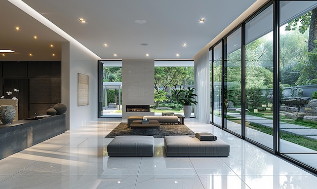 a living room with a fireplace and a couch in it