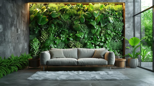 Living Room with Green Wall