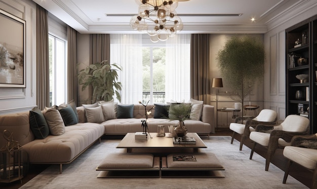 A living room with a large couch and a large window that says'the word home'on it