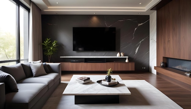 a living room with a large screen tv and a flat screen tv