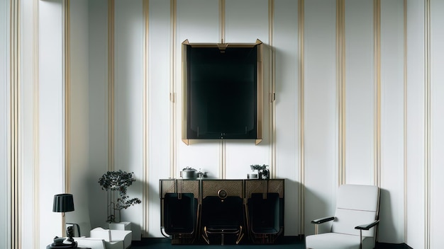 A living room with a mirror and a table with a vase of flowers on it.