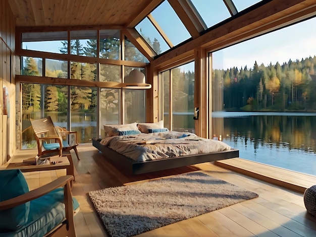 a living room with a sign that says quot home quot on the water