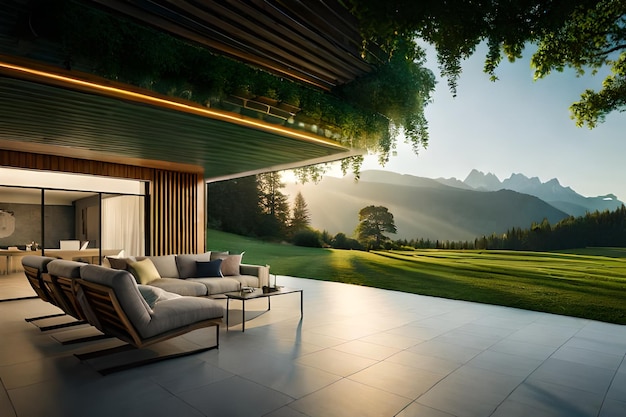 living room with a view of the mountains