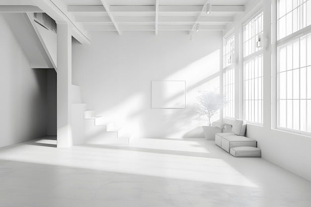 Photo a living room with a white couch and a fireplace