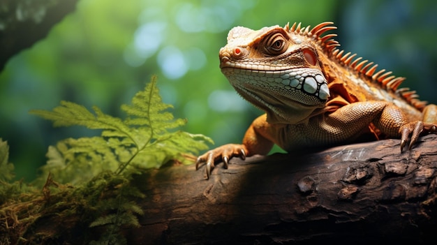 Lizard animal laying down on over tree images Generative AI