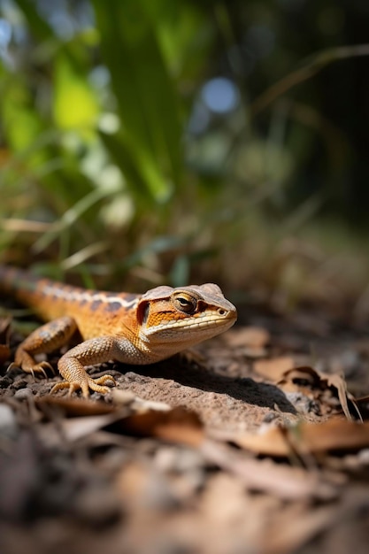 lizard on the ground in nature